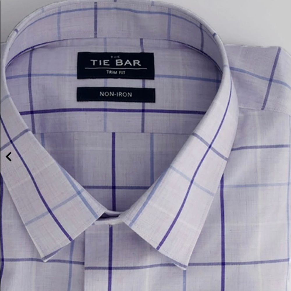 TieBar Tattersall Lavendar Non-Iron Dress Shirt